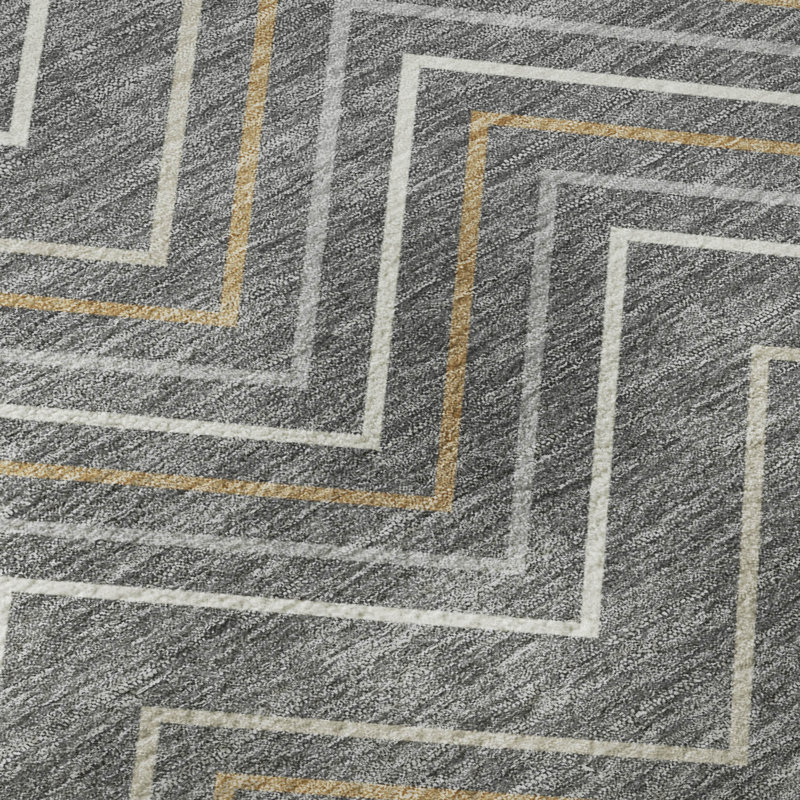 Tapis de qualité supérieure lavable à la machine Mayfield AMF2391, Gris, Rond 8 pi