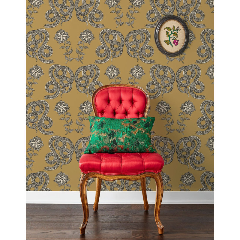 Serpentine Wallpaper | Traditional / Roll - 27" x 30', Butterscotch