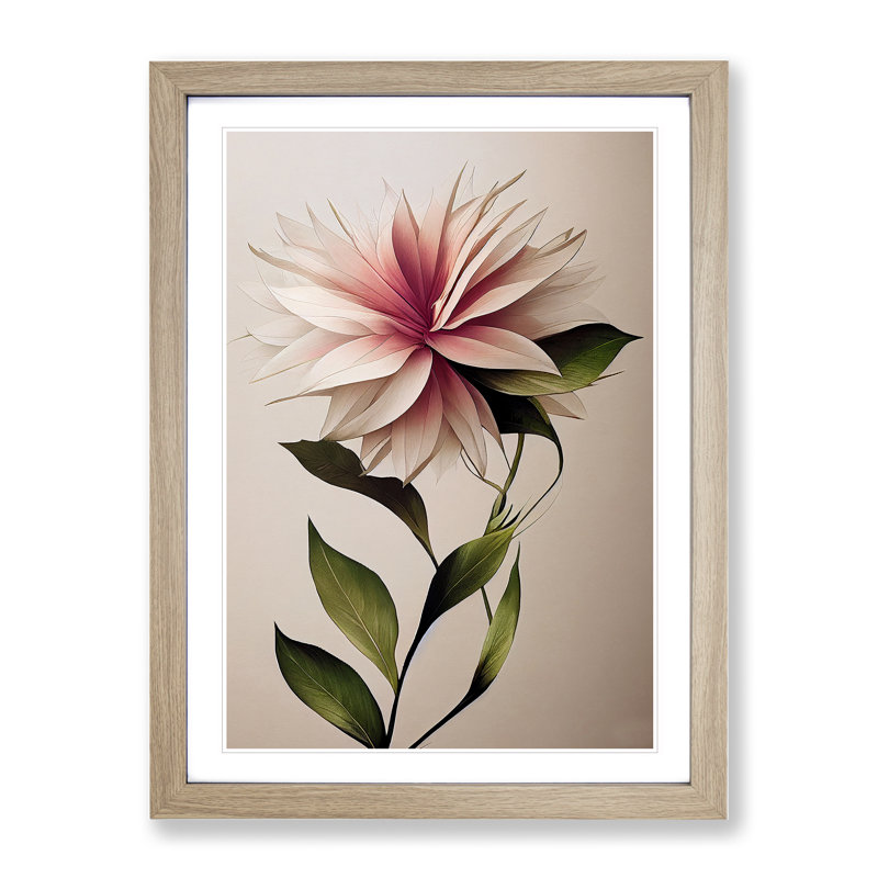 The Appealing Flower - Wall Art, 48cm H x 36cm W, Oak Framed Paper, White