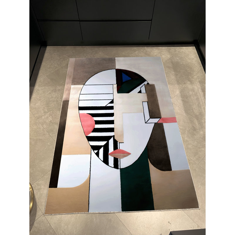 Tapis décoratif multicolore à motif abstrait géométrique, Rectangle 3 pi 9,81 po x 4 pi 11,06 po