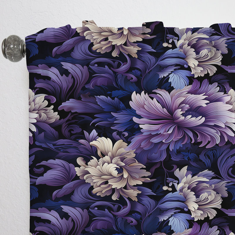 Mystic Purple Damask Whispers III - Bohemian Velvet Curtain - Room Darkening - 1 Panel, 52" W x 108" L