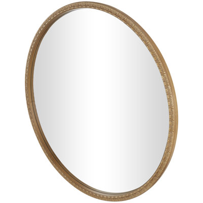Wooden Carved Leaf Brown Wall Mirror