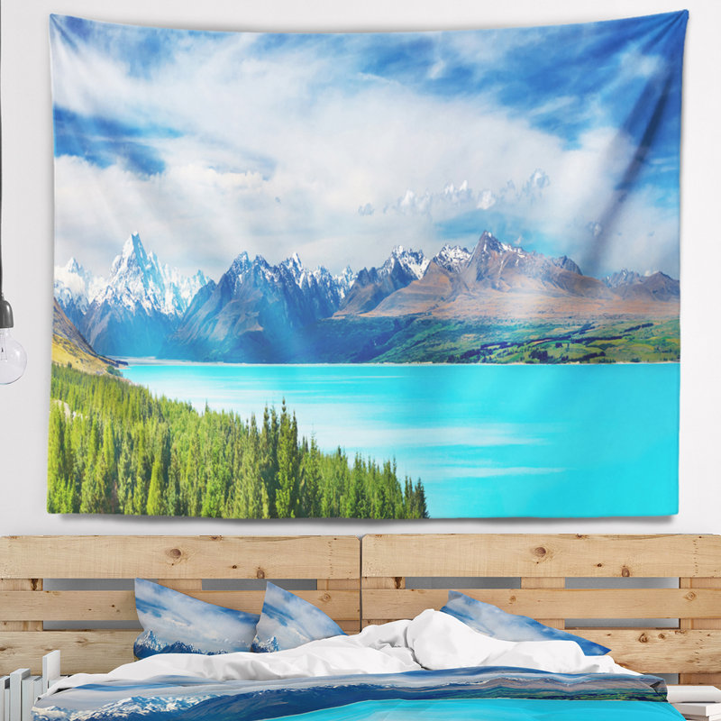 Photographie mont cook nouvelle-zélande paysage tapisserie, H 32 po x l 39 po