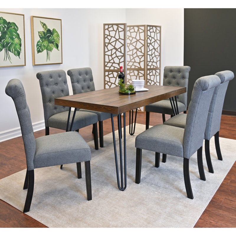 Ensemble de salle à manger 7 pièces Ashford, table de salle à manger en épingle à cheveux avec 6 chaises, 4 options de couleurs