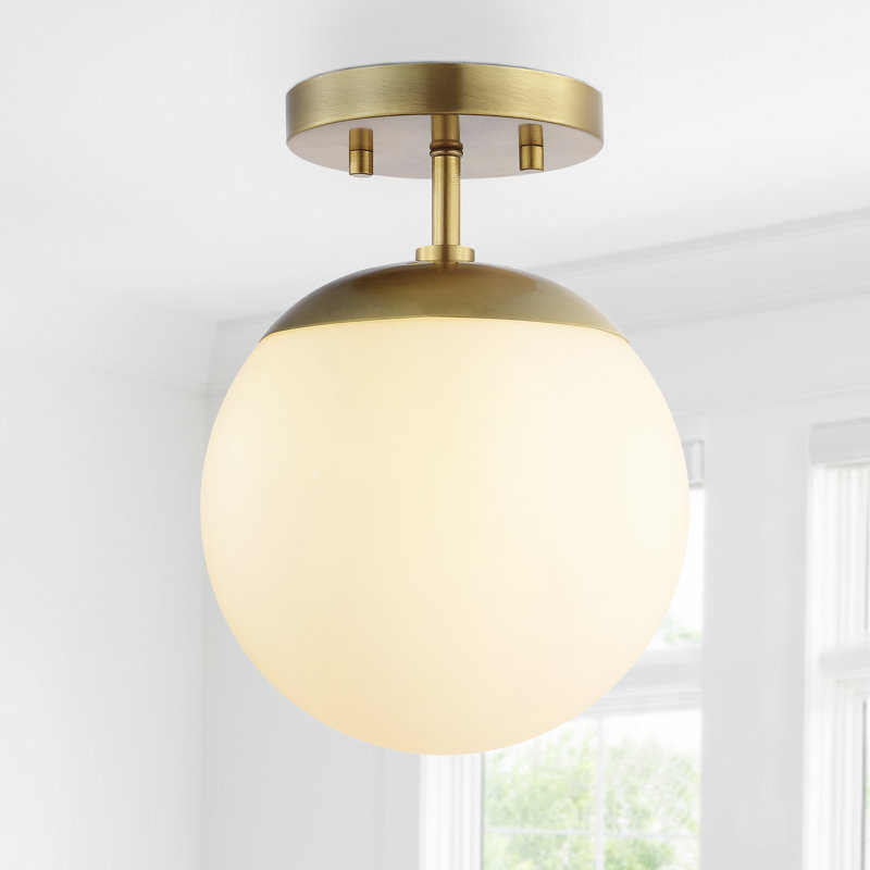 Statler Glass Semi Flush Mount, Brass Gold