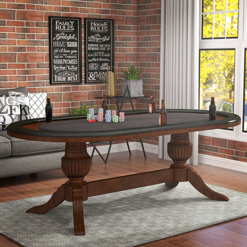 Gatson Darby Home Co 88'' 8 - Player Pine Foldable Poker Table, Brown Cherry