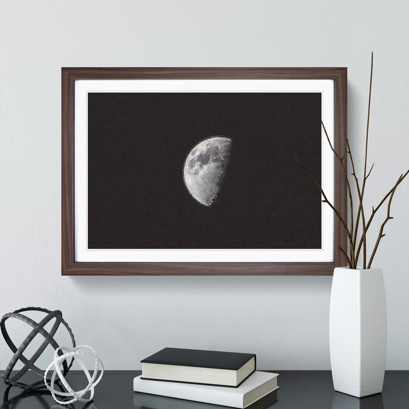 Half Moon - Picture Frame Photograph Print, 36cm H x 48cm W x 2cm D, Walnut Framed