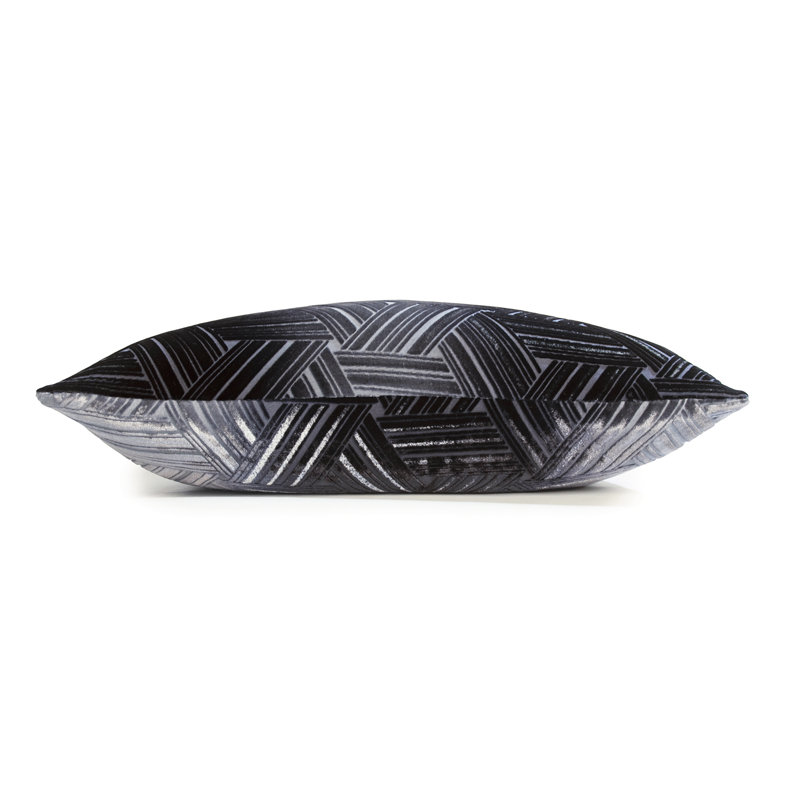 Entwined Square Velvet Pillow Cover & Insert, Cobalt Black, 22" x 22"