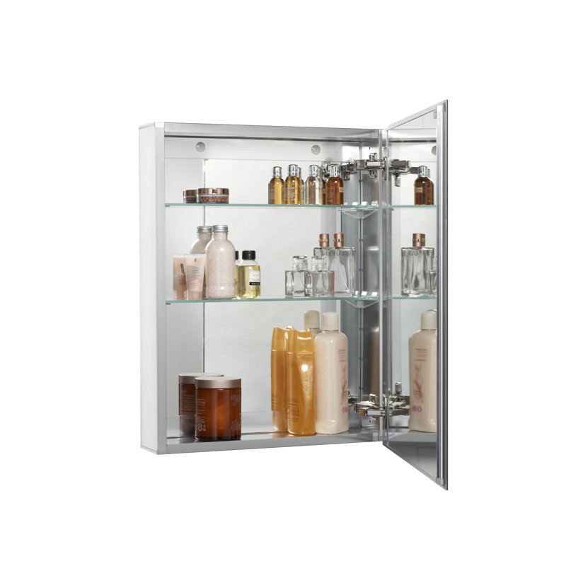 Armoire à pharmacie à une porte sans cadre avec 2 tablettes réglables