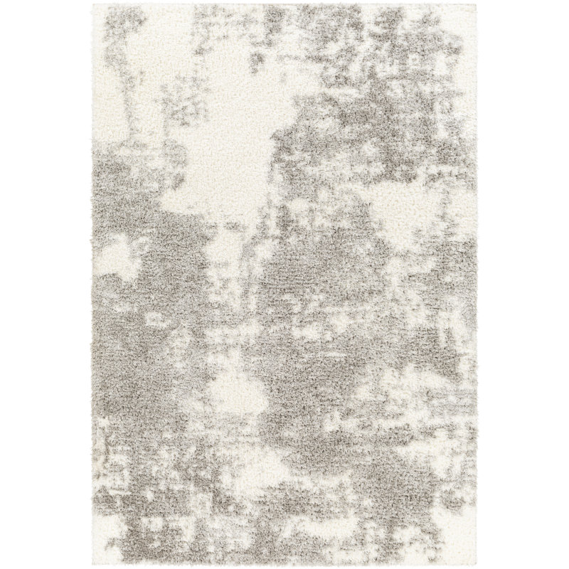 Tapis abstrait gris en polyester Parmelee, Rectangle 7 pi 10 po x 10 pi