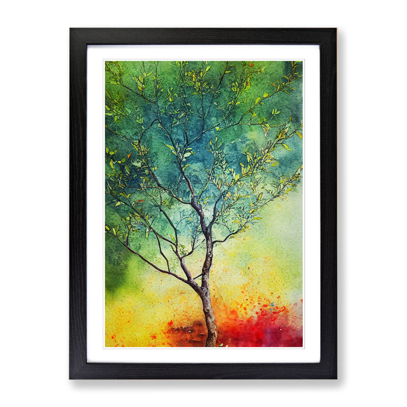 Watercolour Pear Tree Vol.3 1 Piece Single Picture Frame Wall Art, 46cm H x 34cm W x 2cm D, Walnut
