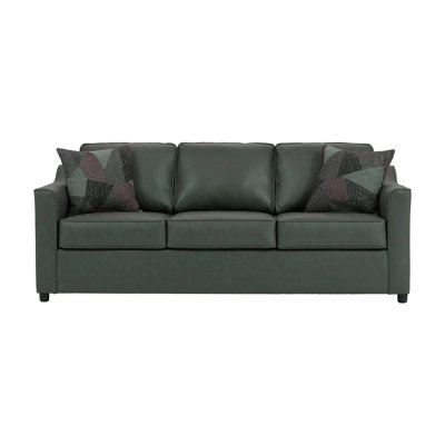 81" Faux Leather Sofa with Terrazzo Pillows