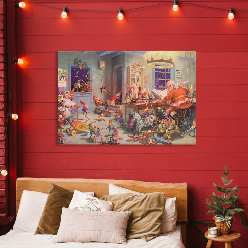 Santa's Elves Antique, toile par Vintage Hustle, H 24 po x l 36 po