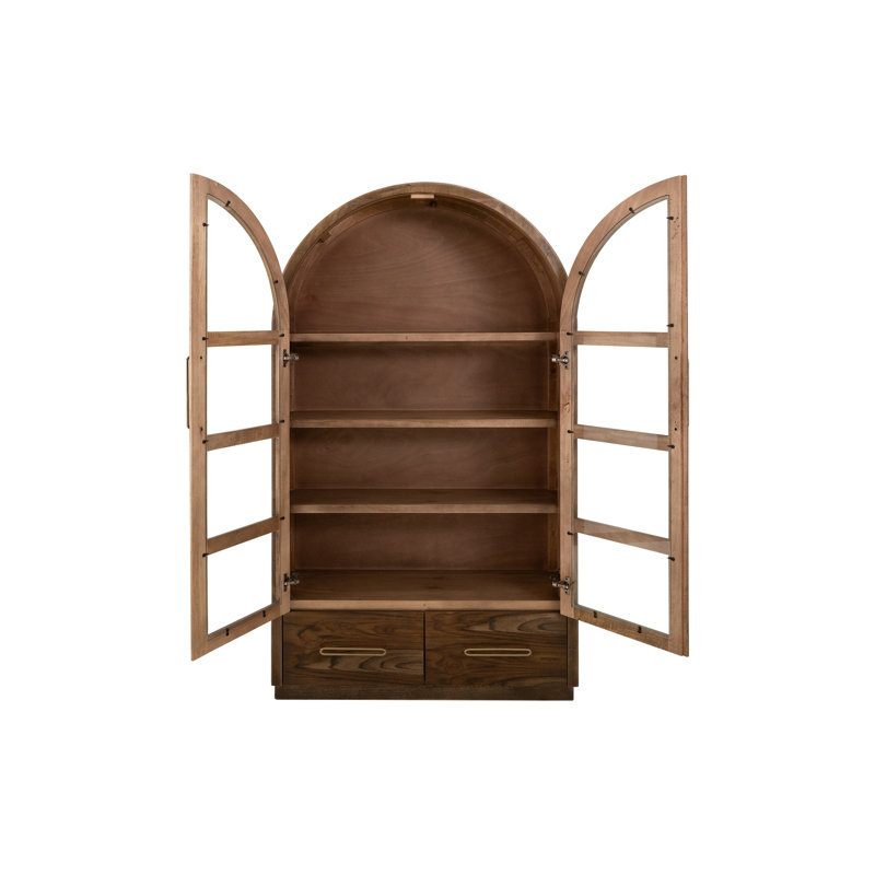 2 Drawer & 2 Glass Doors, Cabinet, Brown