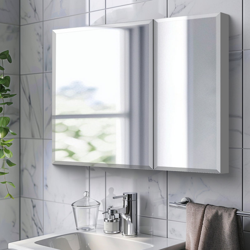 Armoire à pharmacie 30 po x 26 po avec miroir à fixation en surface ou espace de rangement encastré en aluminium