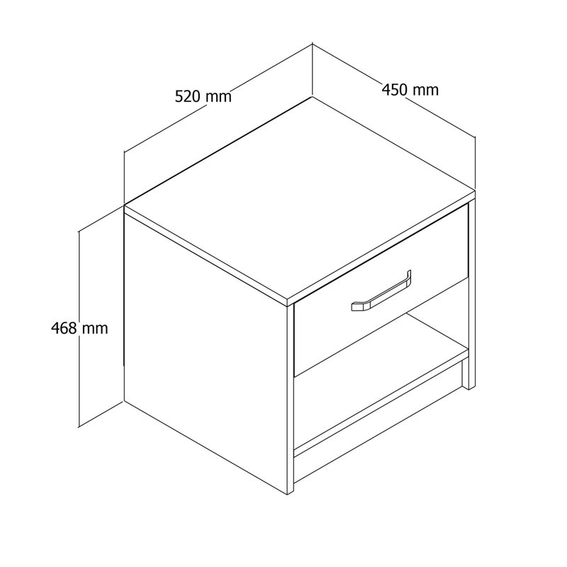 Modern Nightstand with 1 Drawer & Multiple Shelves, 20.5 x 18.3 x 17.7 inches | 100% Melamine Coated Particle Board, Thickness: 0.7 inches | Wall-Mountable Design, Elegant & Functional for Bedroom Decor