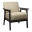 Chaise d'appoint de salon en tissu texturé, brun, bois d'hévéa massif, gris gris antique, profondeur d'assise: 21,5 po-1910088969
