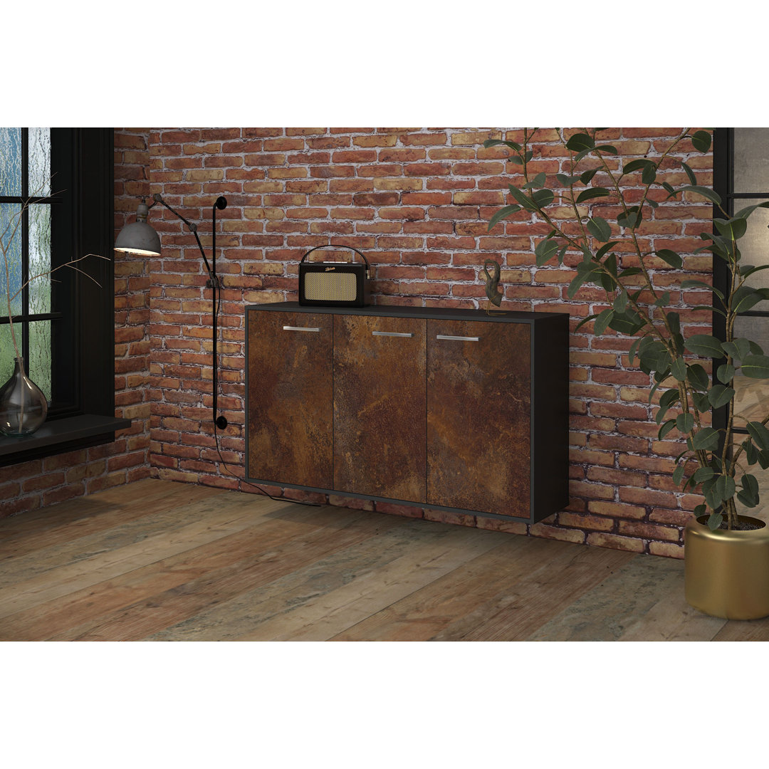 Sideboard Balie, Farbe: Java/Weiß, Fliegend/Metallgriffe, Größe: 136x79x35 cm