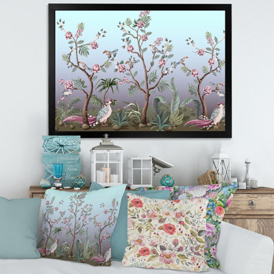 Chinoiserie avec oiseaux et pivoines II - peinture sur toile