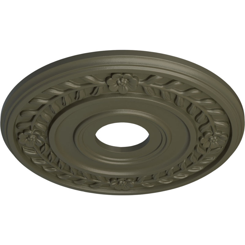 Médaillon de plafond Endurathane Medea, DO 16 1/2 po x P 1 1/2 po (convient aux auvents jusqu'à 5 1/2 po), finition laiton peinte à la main
