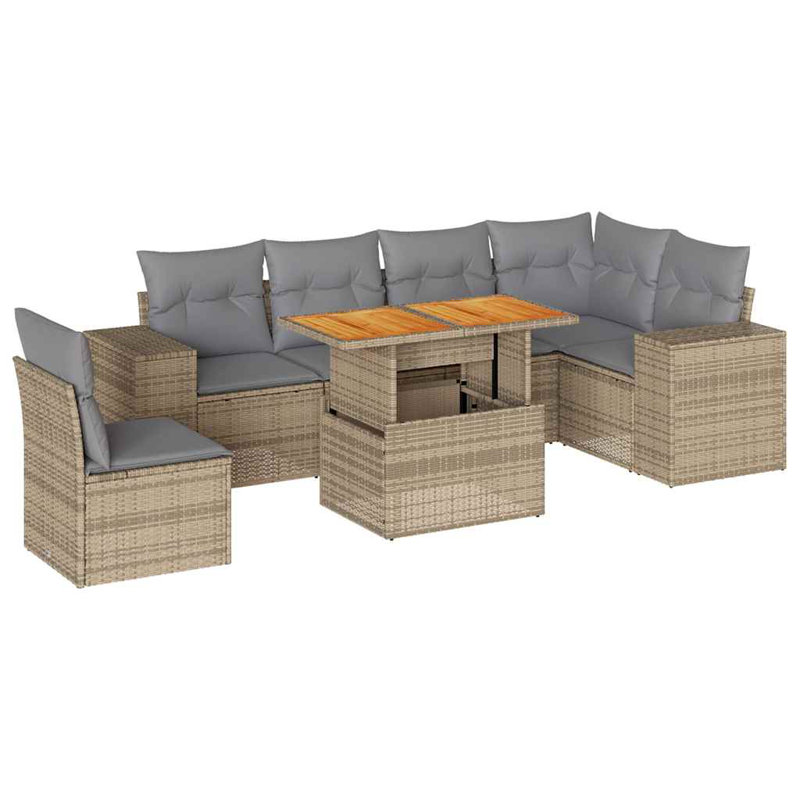  Ensemble de canapé de jardin beige, gris clair