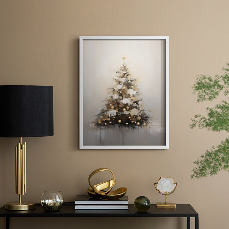 «Christmas Holiday Art», série 2-CXV III, reproduction encadrée - bois massif, H 30 po x l 24 po, Blanc