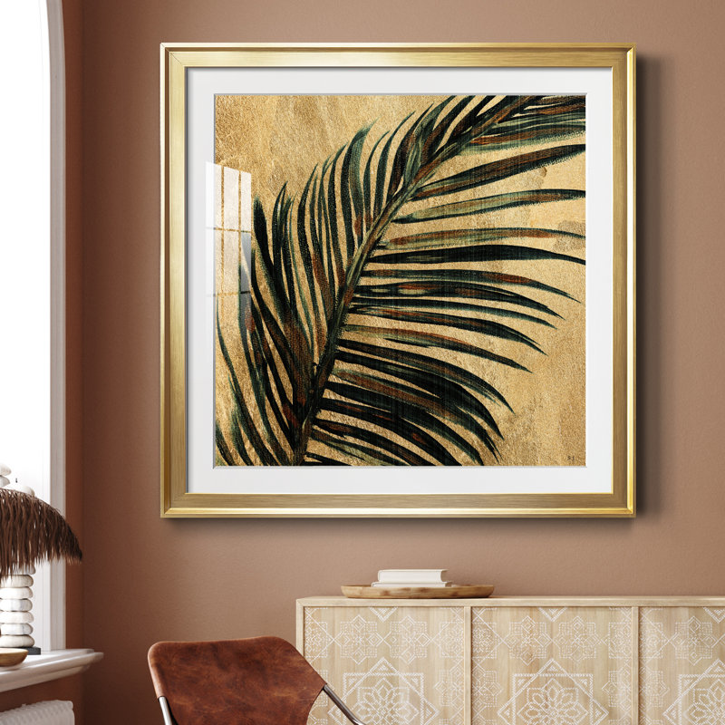 Lush Palm I - peinture encadrée, H 26,5 po x l 26,5 po x P 1,5 po, Encadrement doré