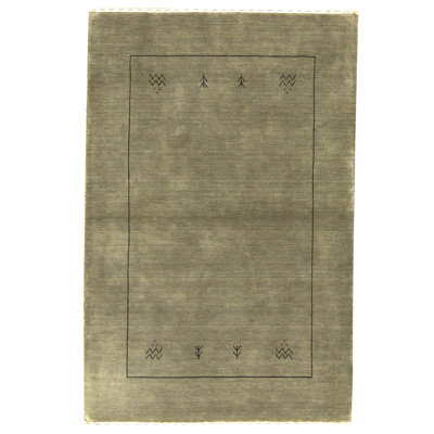 Hand Knotted Wool Area Rug in Gray