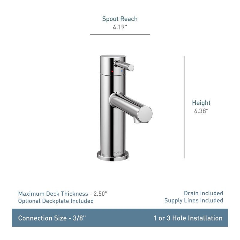 Align Single Hole Bathroom Faucet with Drain Assembly, Chrome