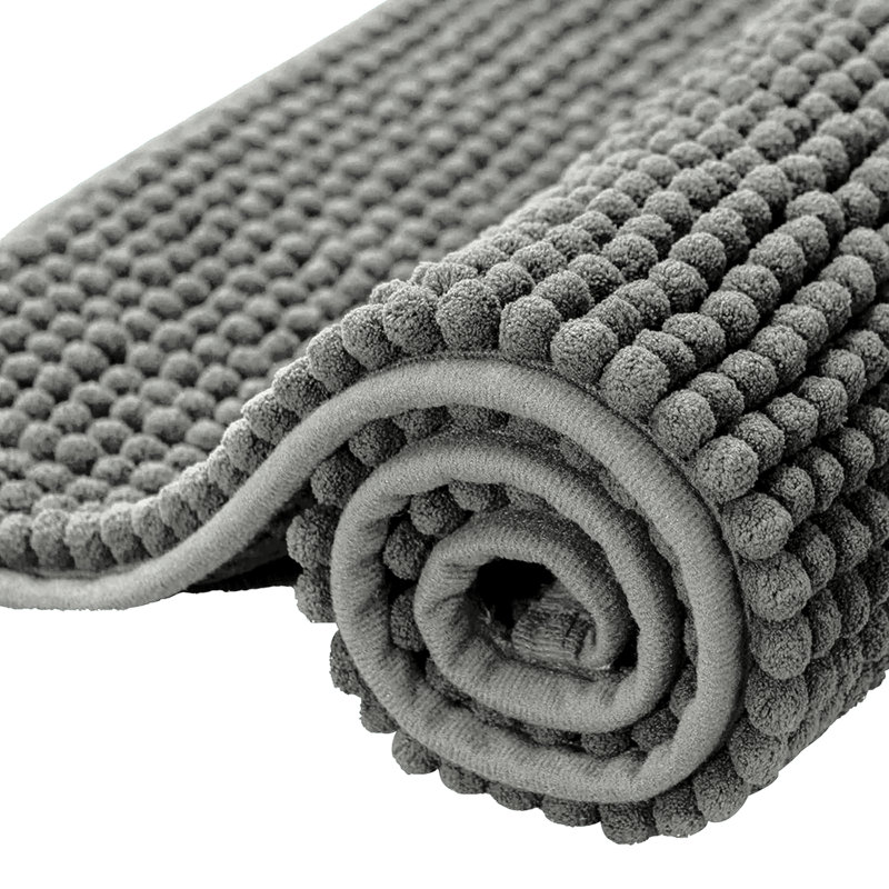 Neance Rectangle Non-Slip Bath Mat, Grey, 40cm W x 60cm L