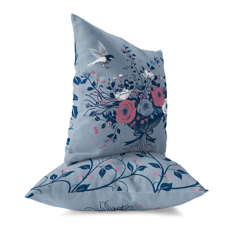 Wings Over Flowers  Square Throw Pillow, 26"H x 26"W