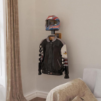 Support mural pour casque de moto, support de support pour équipement de moto, organisateur de support de casque pour vélo de football, vélo, bois massif, acier robuste