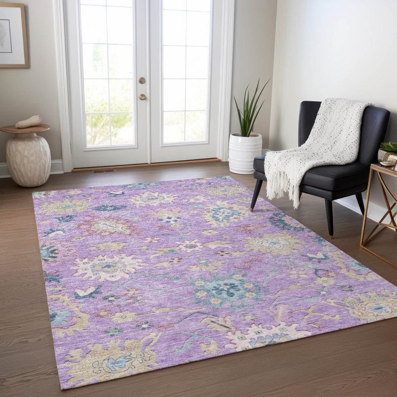 Tapis mauve lavable intérieur / extérieur Eugene , 5 pi x 7 pi 6 po