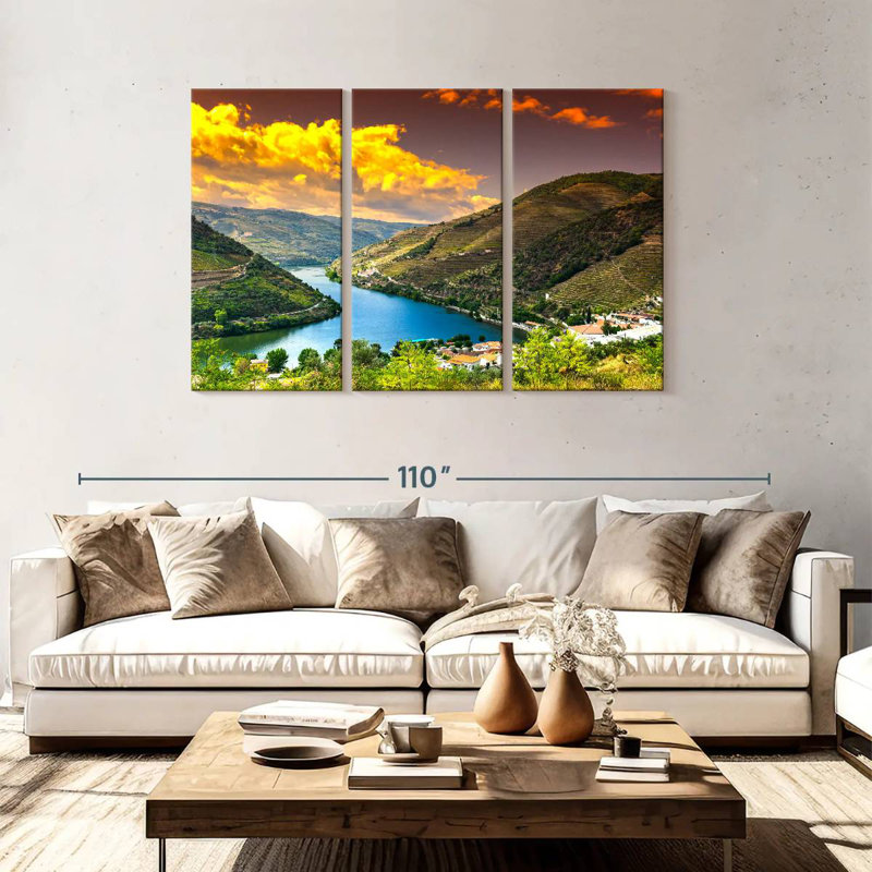 Scène de coucher de soleil dans la vallée du Douro à Alvord, H 48 po x l 74 po