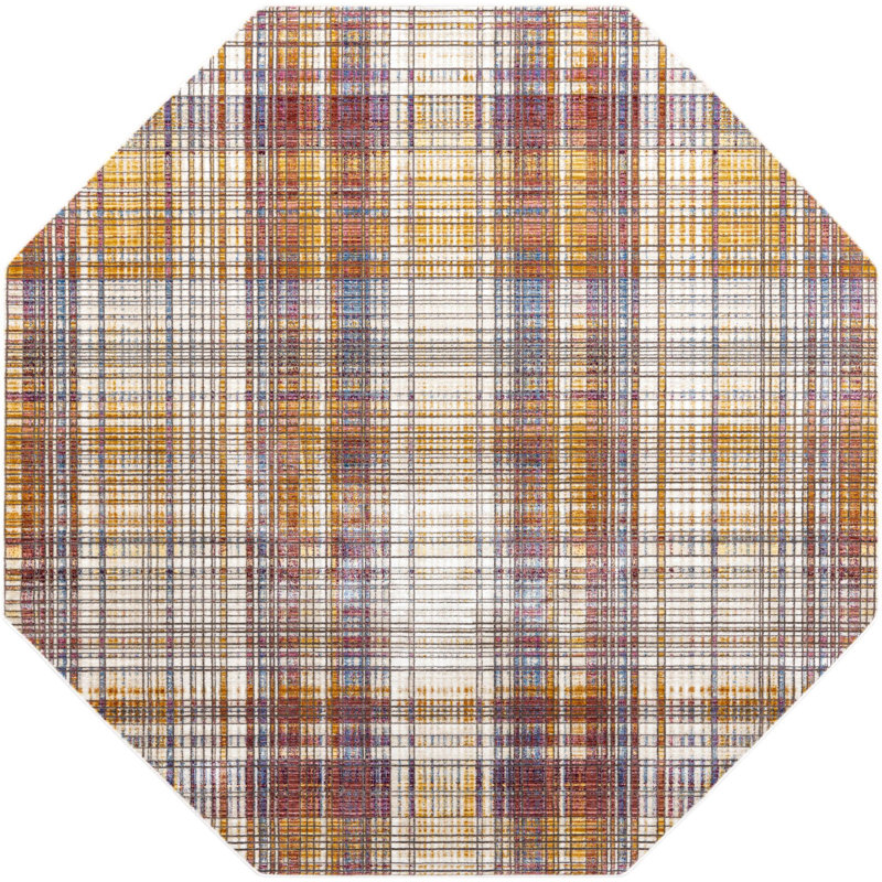 Sease Plaid Indoor Rug, Octagon 7'10" x 7'10"
