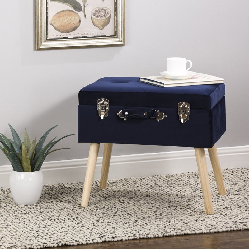 Coleridge Accent Stool, Navy/Natural