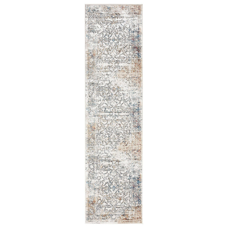 Tapis floral en polypropylène tissé à la machine Brixxon, Tapis de couloir 2 pi 7 po x 10 pi