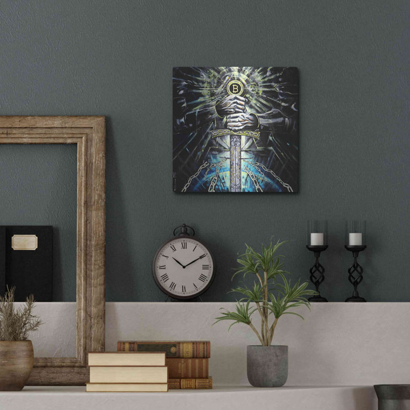 Trinx «Bitcoin Knight» par Jan Kasparec, art mural en métal, 12 po x 12 po