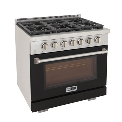 36 in. 5.2 cu. ft. Natural Gas Range and Convection Oven in Black with True Simmer Burners