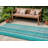 8' Runner Teal and Gray Striped Washable Non Skid Indoor Outdoor Runner Rug