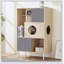 Bibliothèque 2 en 1 pour arbre à chat moderne avec rangement, bibliothèque en bois avec bac à litière, tablettes pour chat avec rangement caché