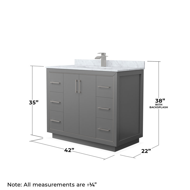 Ensemble de meuble-lavabo simple 42 po Icon, Nickel brossé, Gris foncé