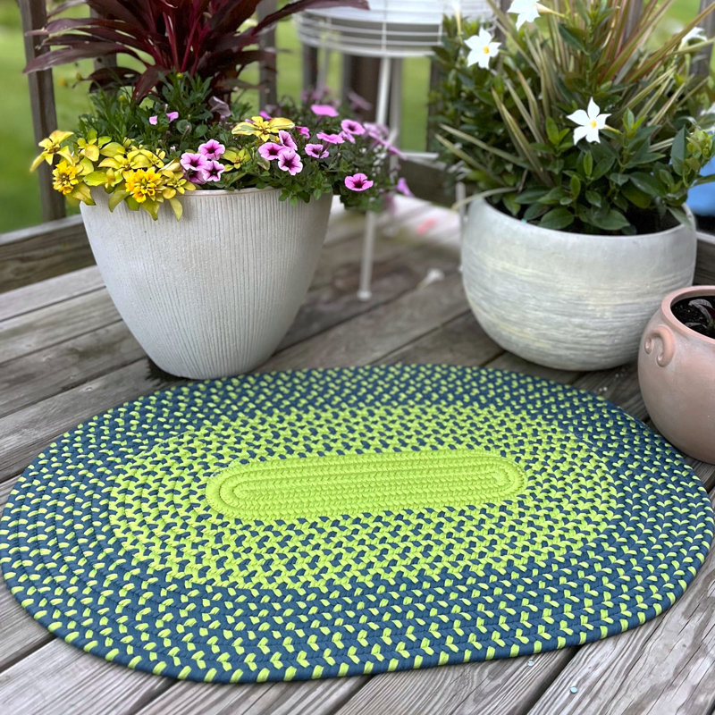 Tapis intérieur / extérieur bleu Cape Cape, Oval 6 pi x 9 pi