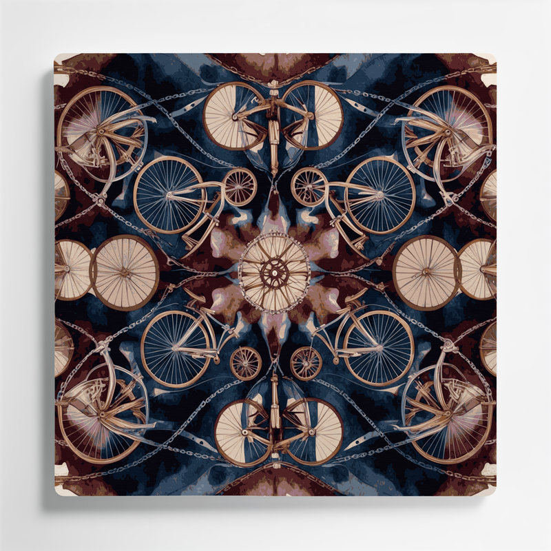 Transport, bicyclette et vélo, illustrations, métal mauve, H 8 po x l 8 po