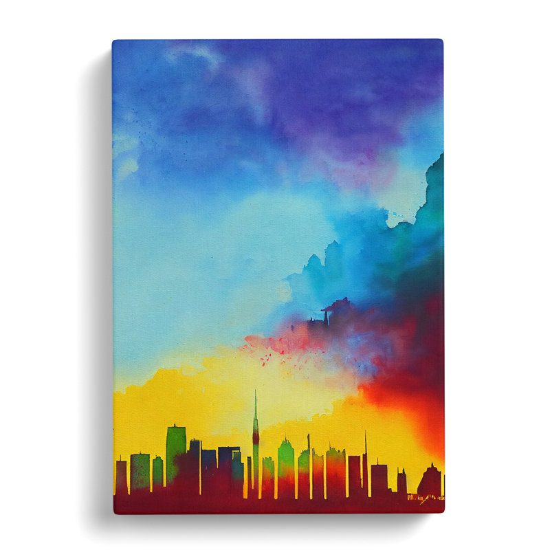 Painted City Skyline No.6 Abstract - Wrapped Canvas, 50cm H x 35cm W x 3cm D