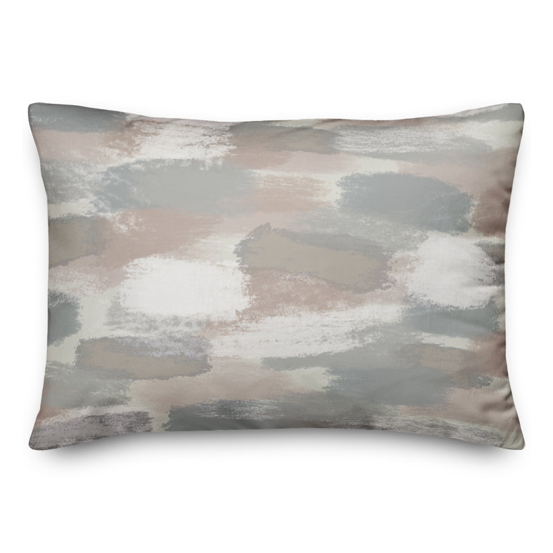 Abstract Outdoor Reversible Throw Pillow, Light Gray