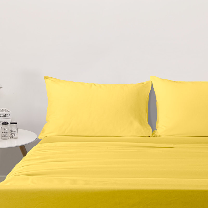 Ensemble de draps, ensemble de draps en microfibre brossée 1800 avec poche profonde - NTBAY, Jaune