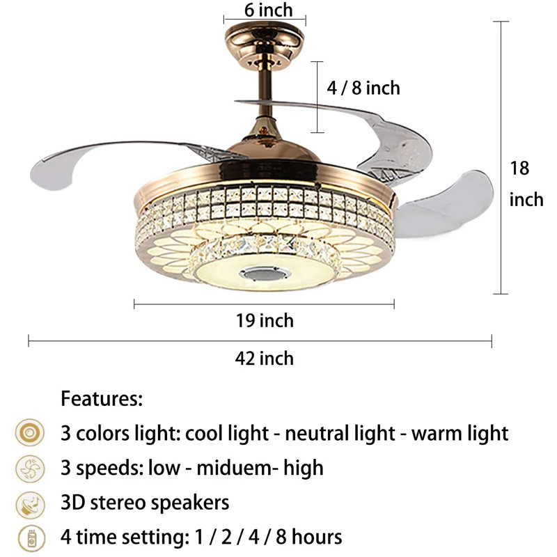 42'' Ceiling Fan with LED Lights