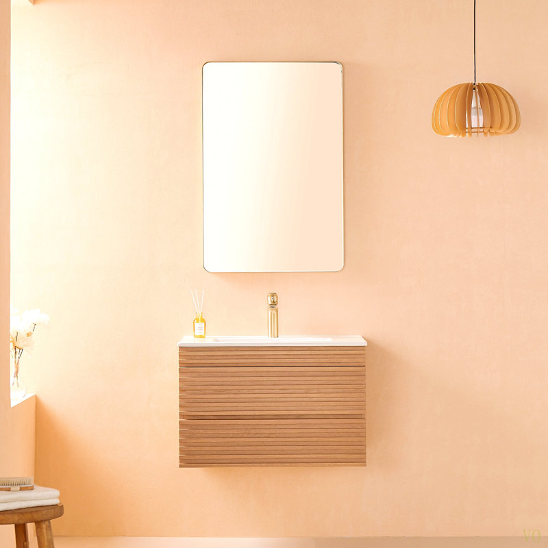 Meuble-lavabo mural simple 30 po avec lavabo en céramique, 30"