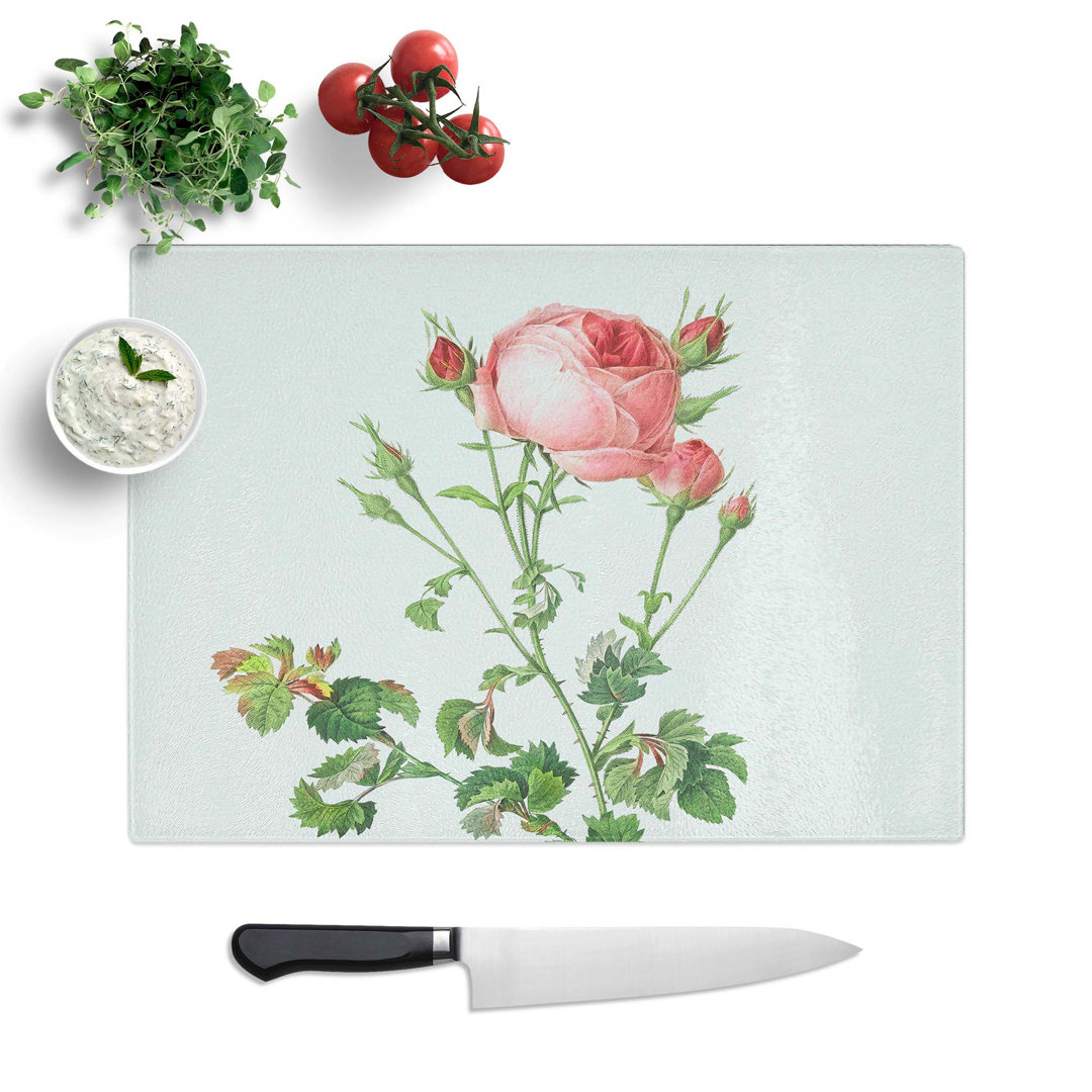 Tempered Glass Rosebush in Bloom by Pierre Joseph Redoute Chopping Board
